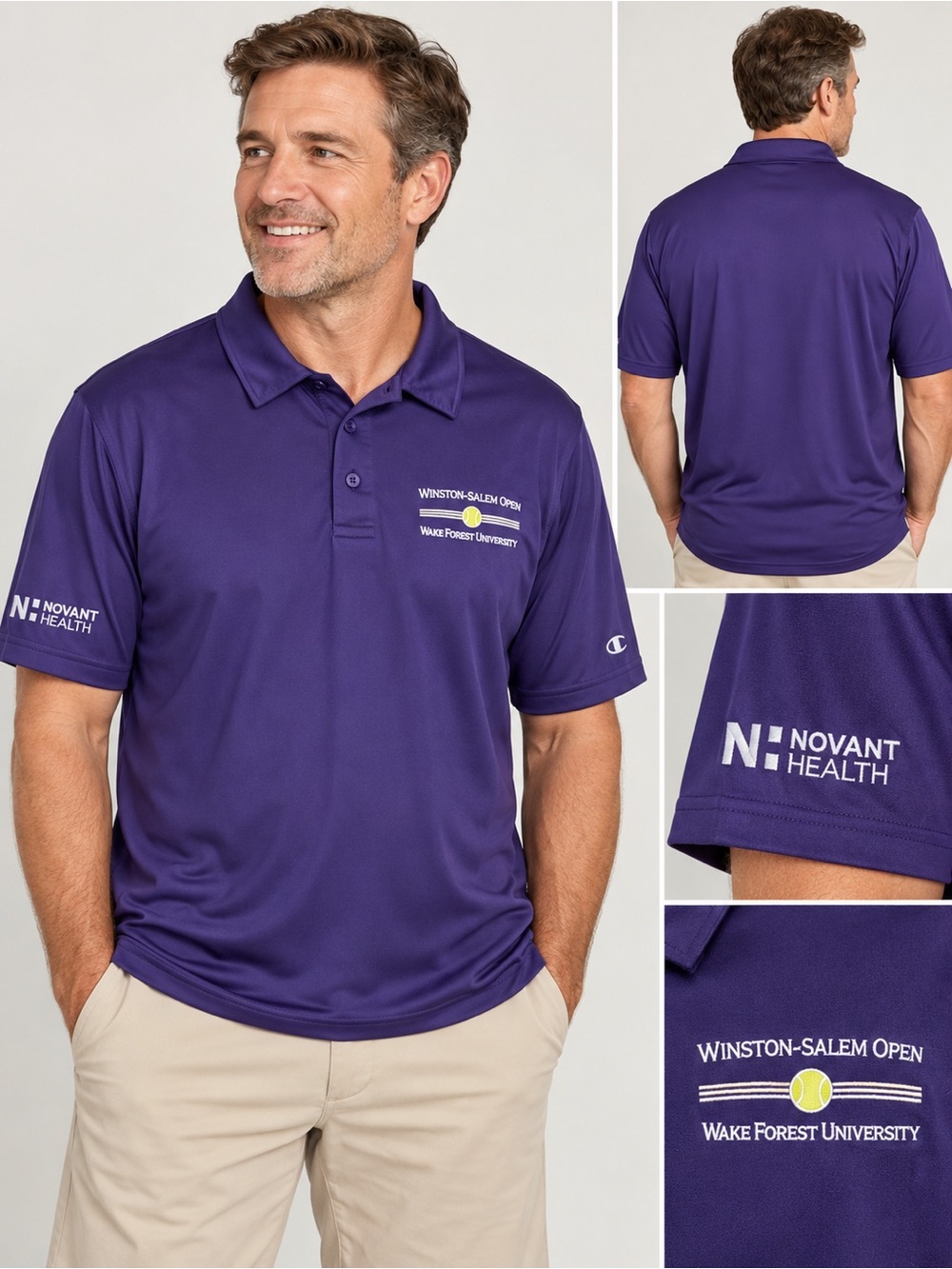 Champion Winston-Salem Open Wake Forest Tennis Polo Men’s XL Purple Novant